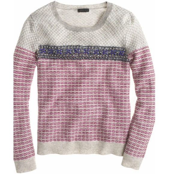 J.Crew Collection jeweled jacquard sweater wool - Picture 2 of 3